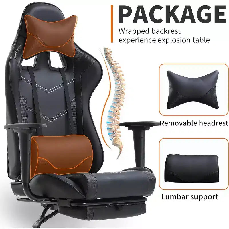 FDW PC Gaming Chair Desk Chair Office Chair Executive High Back PU Leather Racing Computer Chair with Lumbar Support Footrest