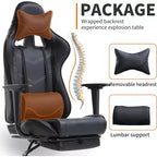 FDW PC Gaming Chair Desk Chair Office Chair Executive High Back PU Leather Racing Computer Chair with Lumbar Support Footrest