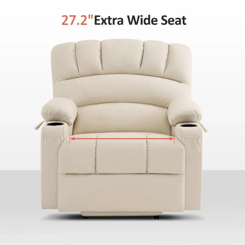 MCombo Power Lift Recliner Chair Sofa with Massage and Heat, Faux Leather R7096 (Medium-Wide)