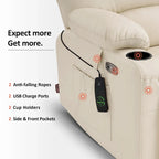 MCombo Power Lift Recliner Chair Sofa with Massage and Heat, Faux Leather R7096 (Medium-Wide)