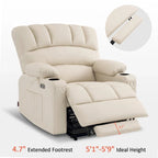 MCombo Power Lift Recliner Chair Sofa with Massage and Heat, Faux Leather R7096 (Medium-Wide)