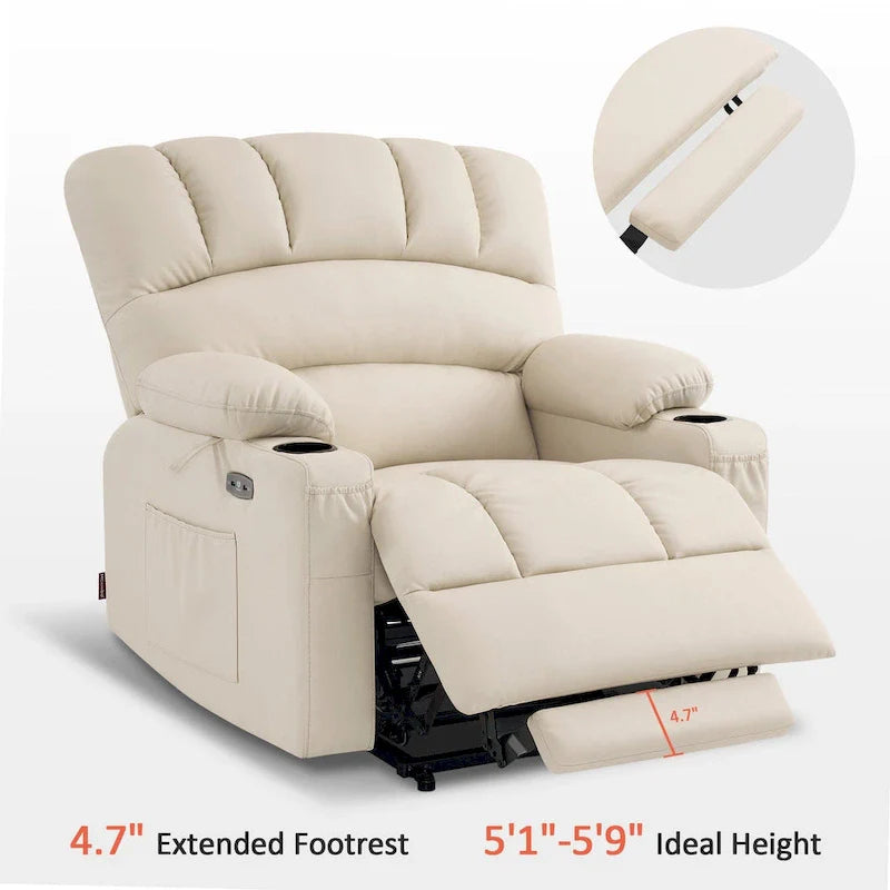 MCombo Power Lift Recliner Chair Sofa with Massage and Heat, Faux Leather R7096 (Medium-Wide)