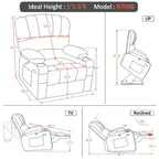 MCombo Power Lift Recliner Chair Sofa with Massage and Heat, Faux Leather R7096 (Medium-Wide)