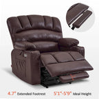 MCombo Power Lift Recliner Chair Sofa with Massage and Heat, Faux Leather R7096 (Medium-Wide)