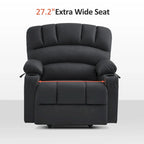 MCombo Power Lift Recliner Chair Sofa with Massage and Heat, Faux Leather R7096 (Medium-Wide)