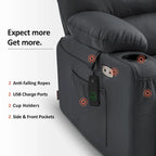 MCombo Power Lift Recliner Chair Sofa with Massage and Heat, Faux Leather R7096 (Medium-Wide)