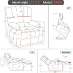 MCombo Power Lift Recliner Chair Sofa with Massage and Heat, Faux Leather R7096 (Medium-Wide)