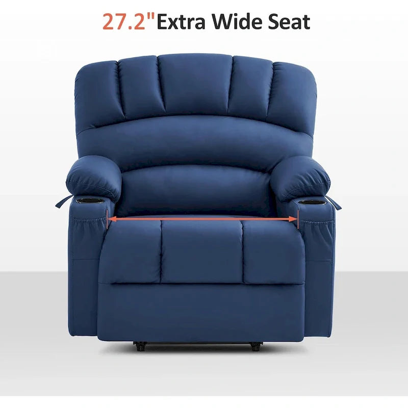 MCombo Power Lift Recliner Chair Sofa with Massage and Heat, Faux Leather R7096 (Medium-Wide)