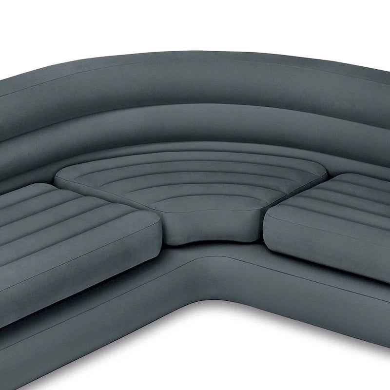 Intex Corner Sofa L-Shaped Inflatable Lounge Couch w/ Cupholders, Gray (2 Pack) - 26