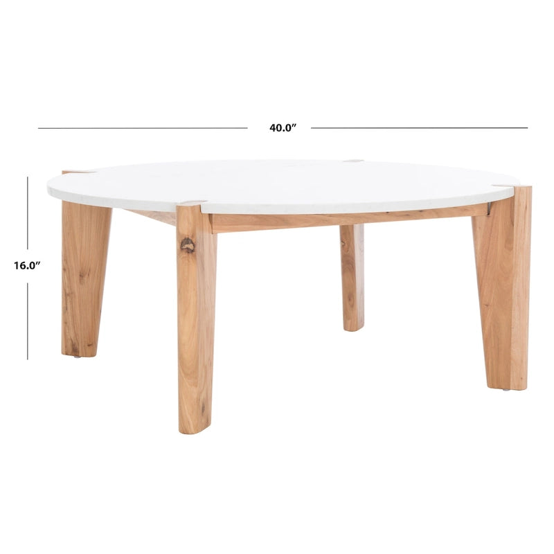 SAFAVIEH Couture Sarma Marble Top Round Coffee Table - 40 In. W x 40 In. D x 16 In. H - 40W x 40D x 16H