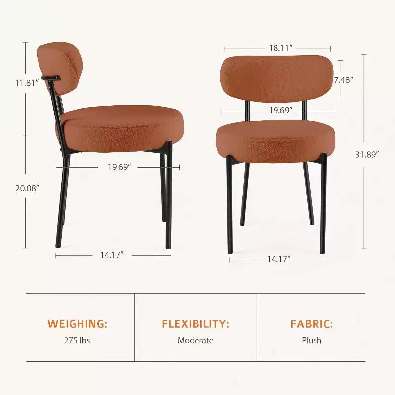 JIONJOY Sedia da Pranzo Accent Imbottita in Teddy con Gambe in Metallo Set da 2