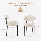JIONJOY Sedia da Pranzo Accent Imbottita in Teddy con Gambe in Metallo Set da 2