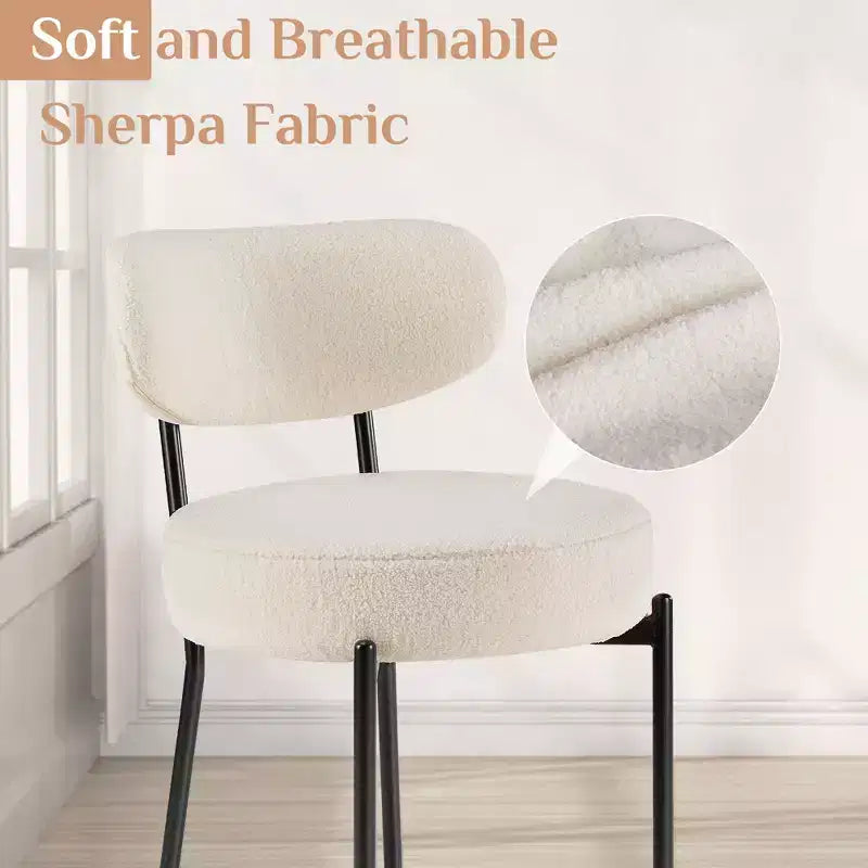 JIONJOY Sedia da Pranzo Accent Imbottita in Teddy con Gambe in Metallo Set da 2