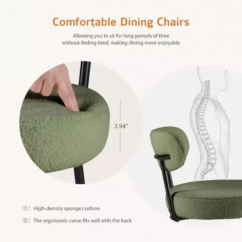 JIONJOY Sedia da Pranzo Accent Imbottita in Teddy con Gambe in Metallo Set da 2