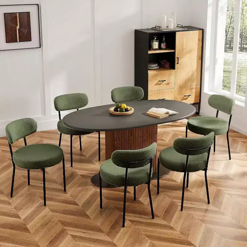 JIONJOY Sedia da Pranzo Accent Imbottita in Teddy con Gambe in Metallo Set da 2