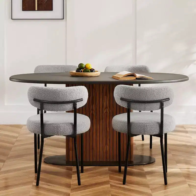 JIONJOY Sedia da Pranzo Accent Imbottita in Teddy con Gambe in Metallo Set da 2