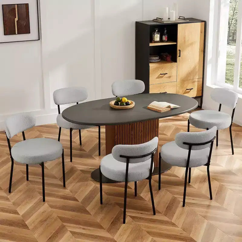 JIONJOY Sedia da Pranzo Accent Imbottita in Teddy con Gambe in Metallo Set da 2