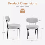 JIONJOY Sedia da Pranzo Accent Imbottita in Teddy con Gambe in Metallo Set da 2
