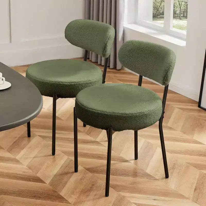 JIONJOY Teddy Upholstered Dining Accent Chair with Metal Legs Set of 2