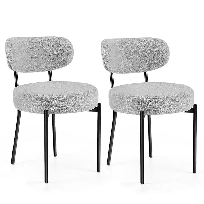 JIONJOY Sedia da Pranzo Accent Imbottita in Teddy con Gambe in Metallo Set da 2