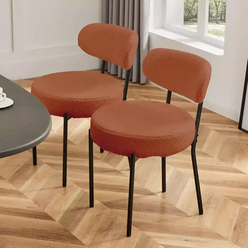 JIONJOY Sedia da Pranzo Accent Imbottita in Teddy con Gambe in Metallo Set da 2