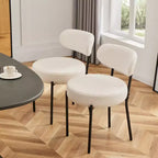 JIONJOY Sedia da Pranzo Accent Imbottita in Teddy con Gambe in Metallo Set da 2