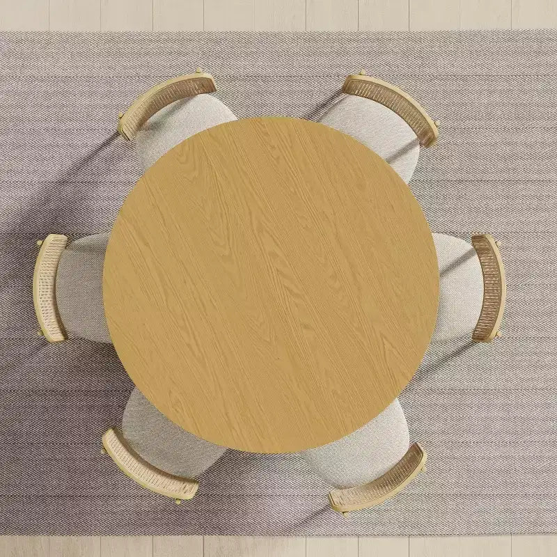 Dovelina Tavolo da pranzo rotondo Mid-Century in legno Tavolo da cucina per 4 persone - Legno naturale