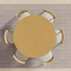 Dovelina Tavolo da pranzo rotondo Mid-Century in legno Tavolo da cucina per 4 persone - Legno naturale