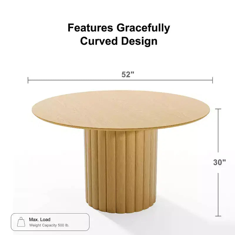 Dovelina Tavolo da pranzo rotondo Mid-Century in legno Tavolo da cucina per 4 persone - Legno naturale