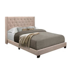 Letto imbottito trapuntato Morgan in tessuto beige