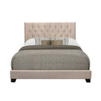 Letto imbottito trapuntato Morgan in tessuto beige