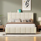 Queen Size Upholstered Bed with Hydraulic Storage System