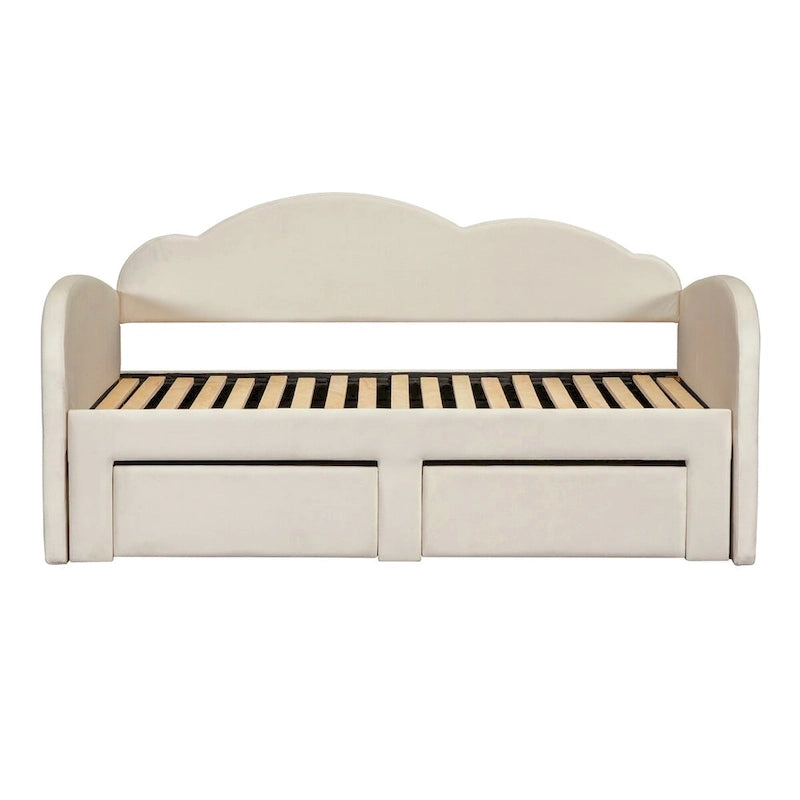 Twin Size Upholstered daybed with Trundle & 2 Drawers