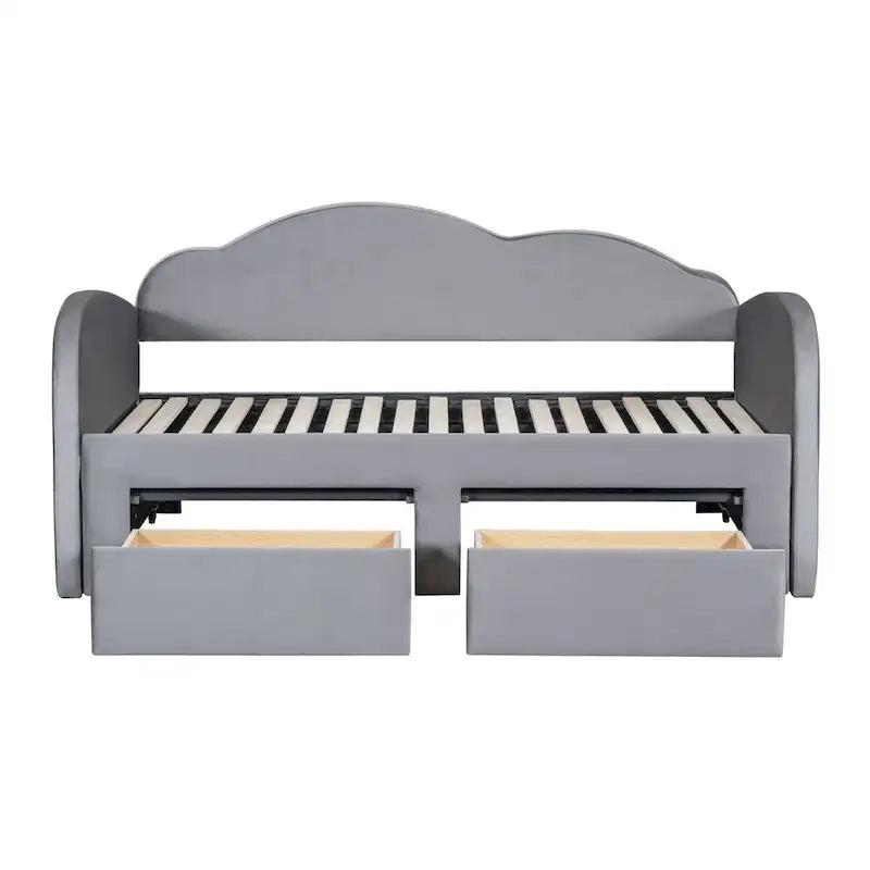Twin Size Upholstered daybed with Trundle & 2 Drawers