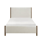 Beige Chenille Upholstered Platform Bed SolidWood 1pc
