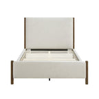 Beige Chenille Upholstered Platform Bed SolidWood 1pc