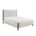 Beige Chenille Upholstered Platform Bed SolidWood 1pc