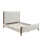 Beige Chenille Upholstered Platform Bed SolidWood 1pc