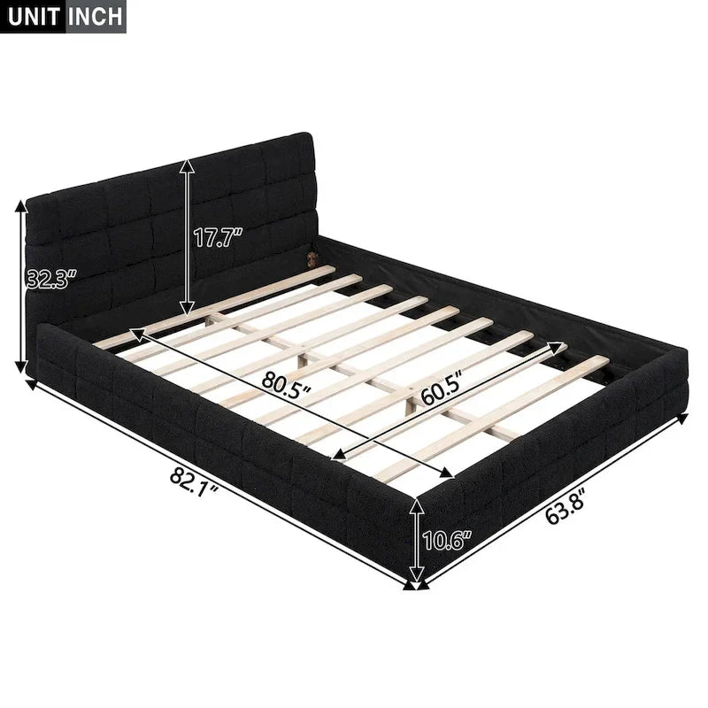 Queen Size Upholstered Platform Bed For Bedroom