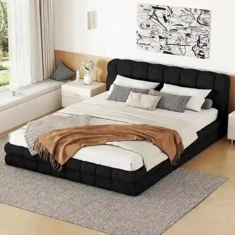 Queen Size Upholstered Platform Bed For Bedroom