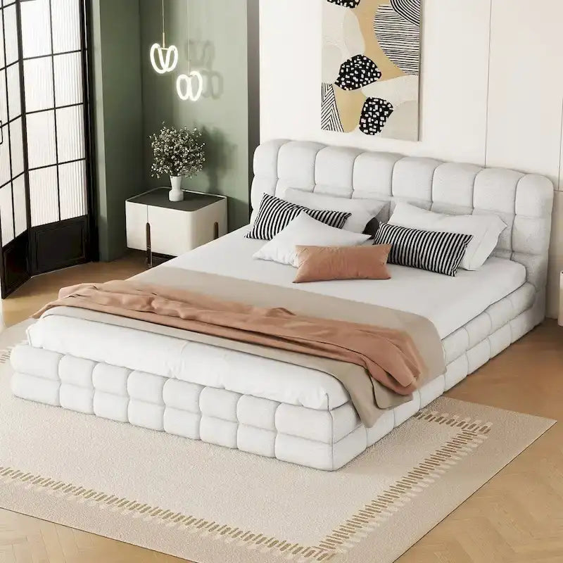 Queen Size Upholstered Platform Bed For Bedroom