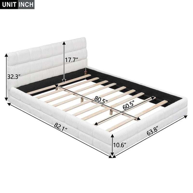 Queen Size Upholstered Platform Bed For Bedroom