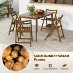 Set di 2/4 sedie pieghevoli Costway con struttura in legno di gomma, seduta a doghe e schienale curvo