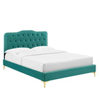 Amber Tufted Performance Velvet Twin Platform Bed