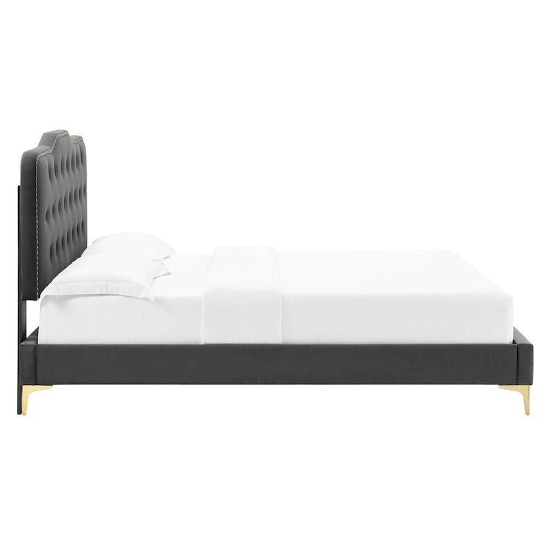 Amber Tufted Performance Velvet Twin Platform Bed