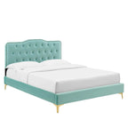 Amber Tufted Performance Velvet Twin Platform Bed