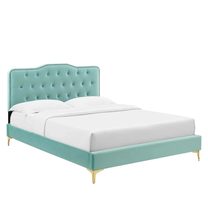 Amber Tufted Performance Velvet Twin Platform Bed