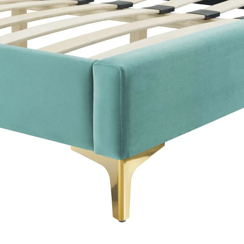 Amber Tufted Performance Velvet Twin Platform Bed
