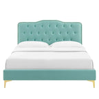 Amber Tufted Performance Velvet Twin Platform Bed