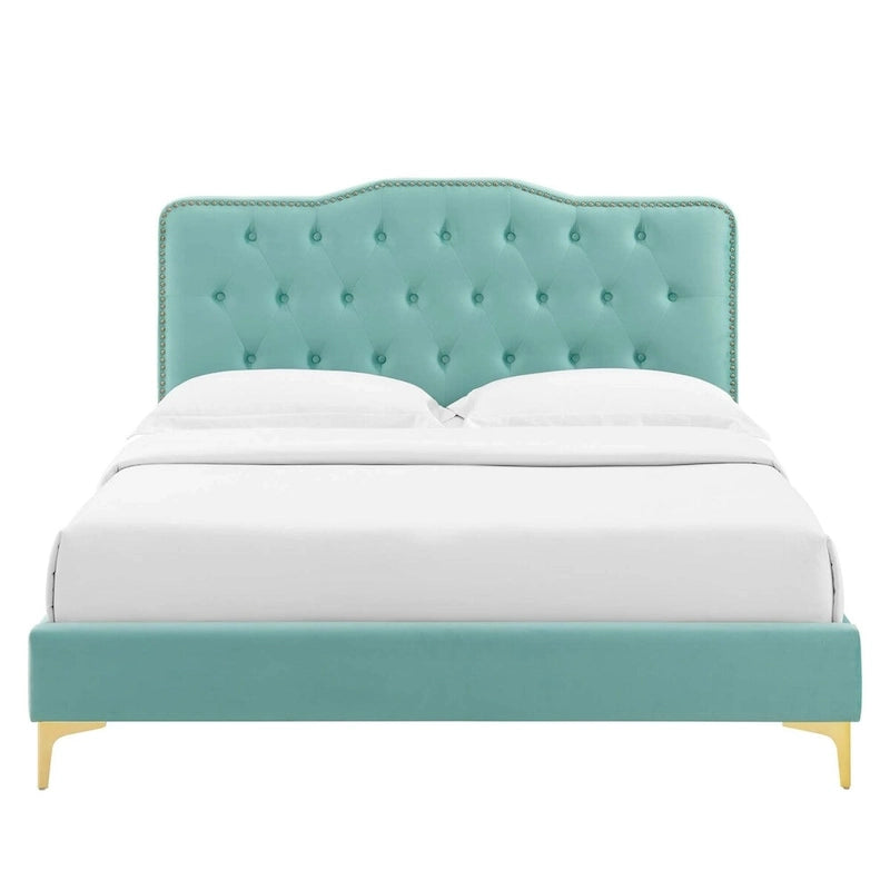Amber Tufted Performance Velvet Twin Platform Bed